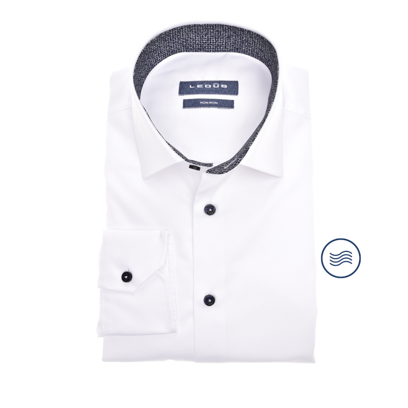 hoeveelheid verkoop Eerlijkheid avontuur Ledûb Modern fit wit overhemd
