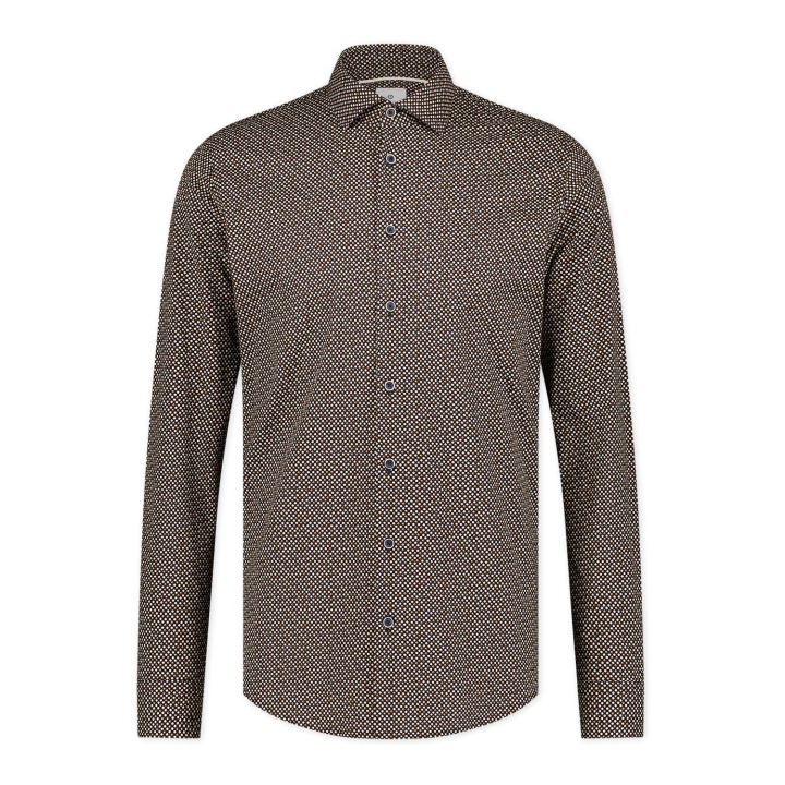 Donkerblauw met bruine en beige stippen shirt van Blue Industry