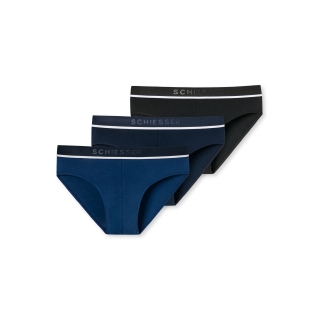 Schiesser 95/5 herenslips 3-pack blauw zwart