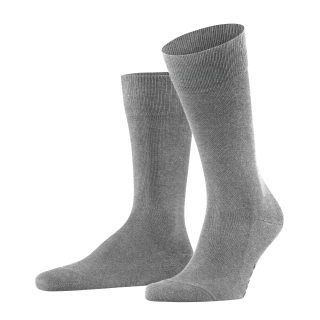 Falke family katoenen herensokken lightgrey mel.