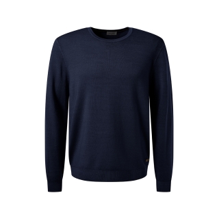 Pullover ronde hals merinowol donkerblauw Pierre Cardin