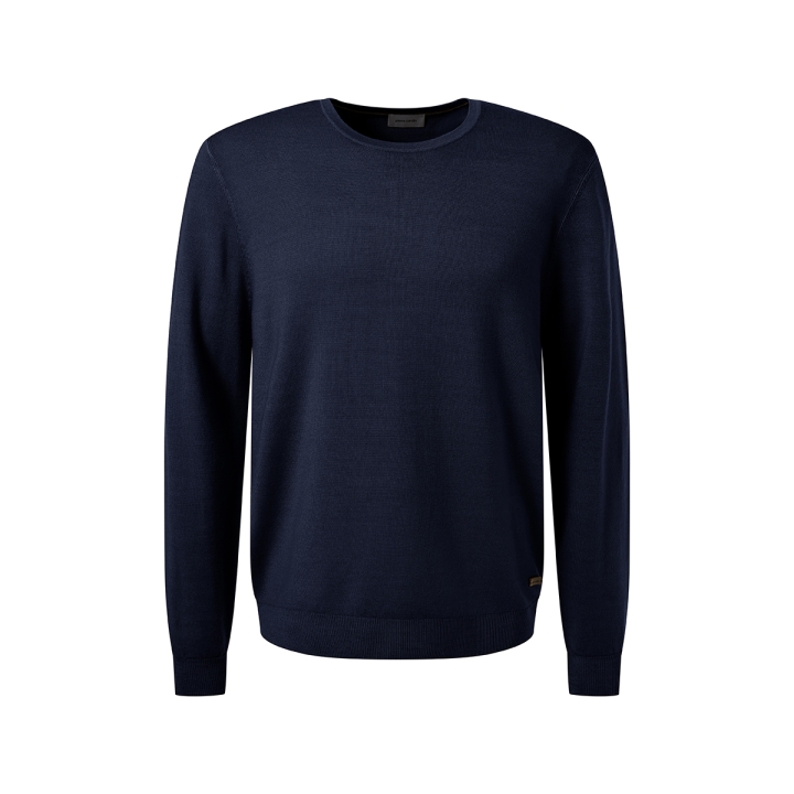 Pullover ronde hals merinowol donkerblauw Pierre Cardin